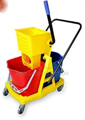 Commercial Double Bucket Mop Wringer Trolley.
