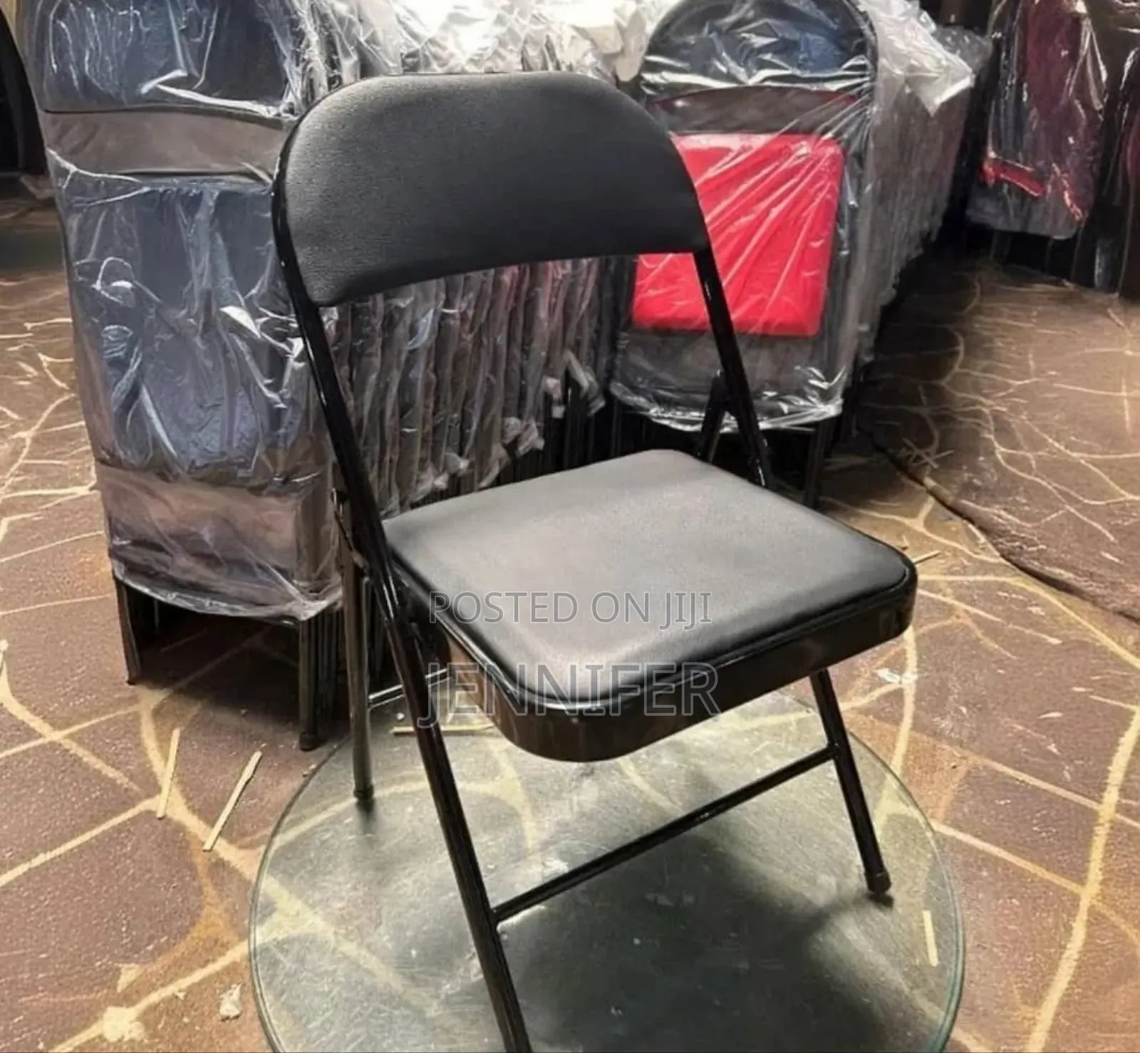 Black Frame Metallic Foldable Chair