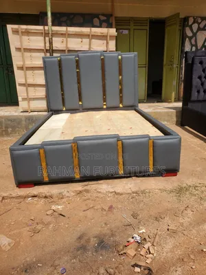 Five by Six Gray Leather Bed