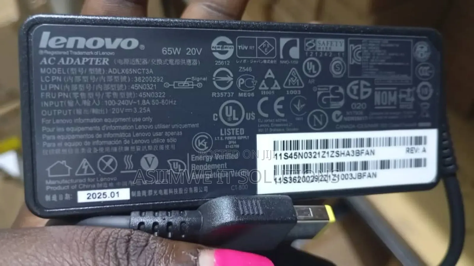 Lenovo Usb Charger 65w 20v 3.25a