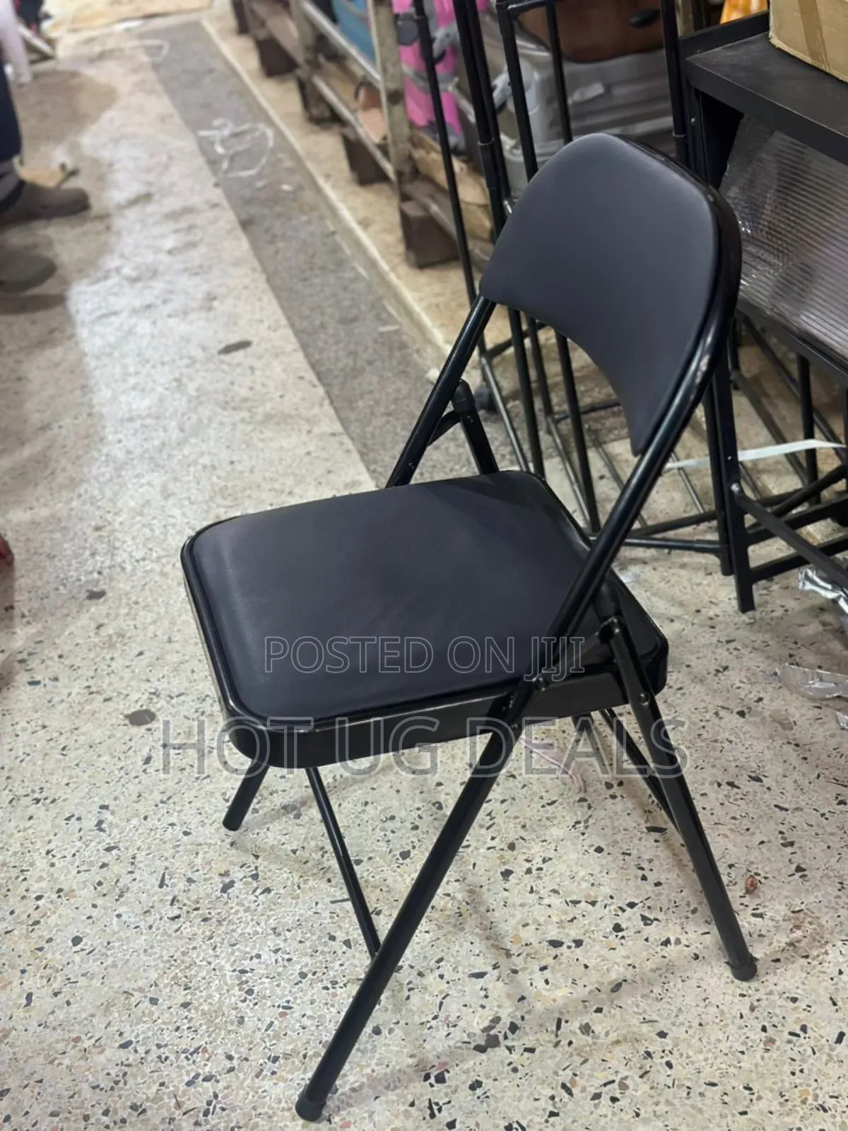 Foldable Metallic Chair- Black