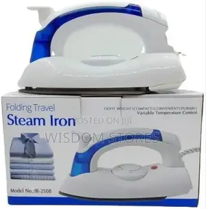 Foldable Travel Steam Iron, Variable Temperature Control, White Blue