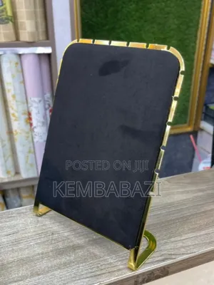 Black Velvet And Gold Metal Jewelry Display Stand.