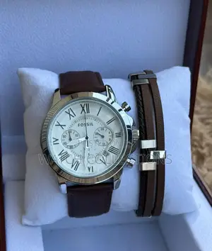 Mens Fossil Leather Watch