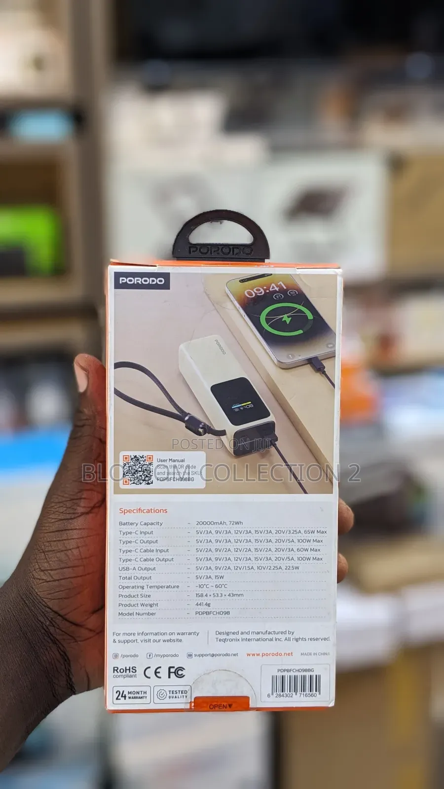 Porodo Smart Display 20000mah
Display / Usb-C Usb-A