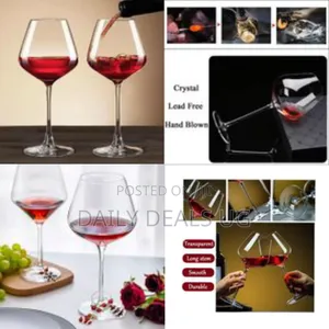 Crystal Wine Glasses Set of 6 Hand Blown Lead-Free Glass Goblets