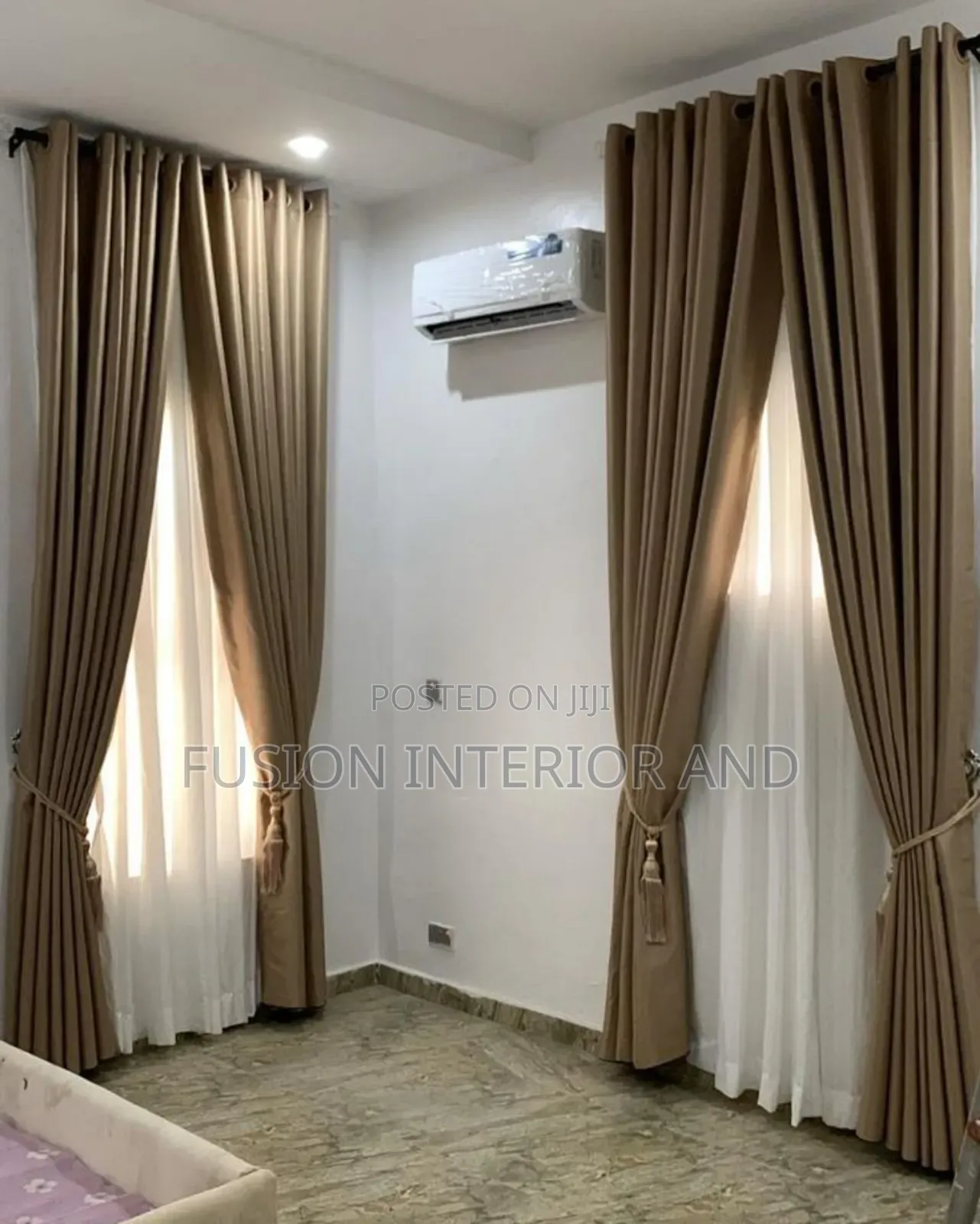 Dark. Gold Linen Curtains Fabric