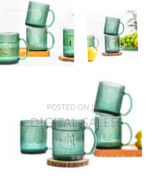 6 Pieces of Blossom Green 240ml Heat Resistant Glass Cups Coffee