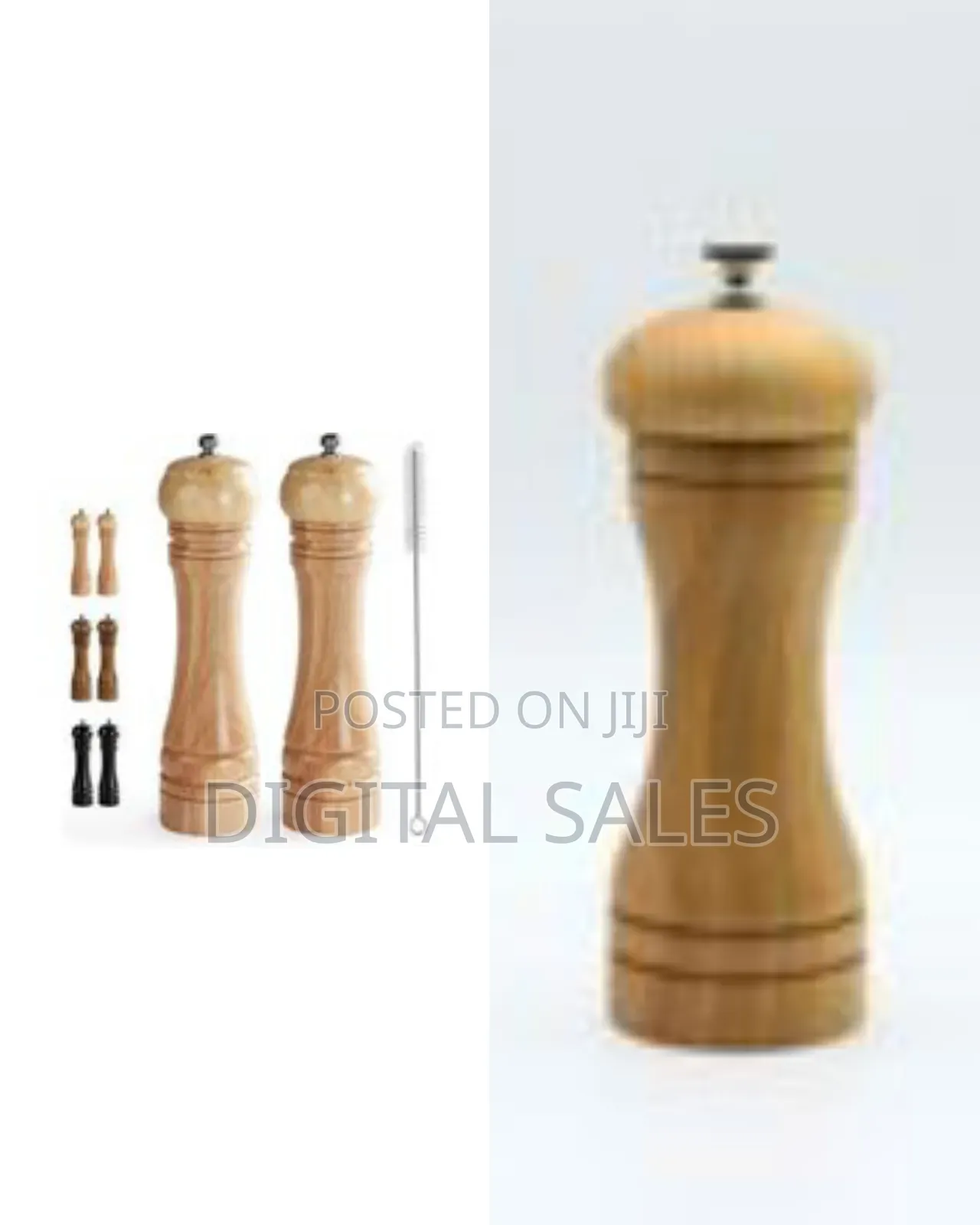 Wooden Salt Shaker Pepper Mill Spice Grinder Set Tall Adjustable