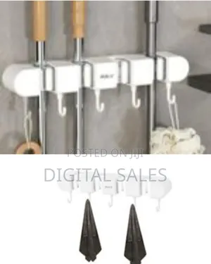 Broom Hanger, Wall Mounted Broom Organizer With 4 Position Non-Slip
