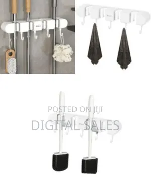 Broom Hanger, Wall Mounted Broom Organizer With 4 Position Non-Slip