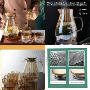Set of 5 Piece 1 Borosilicate Juice Jug Beverage Water Carafe Kettle