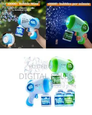 Kids Bubble Gun With 4 Bottles Solution, Automatic Bubble