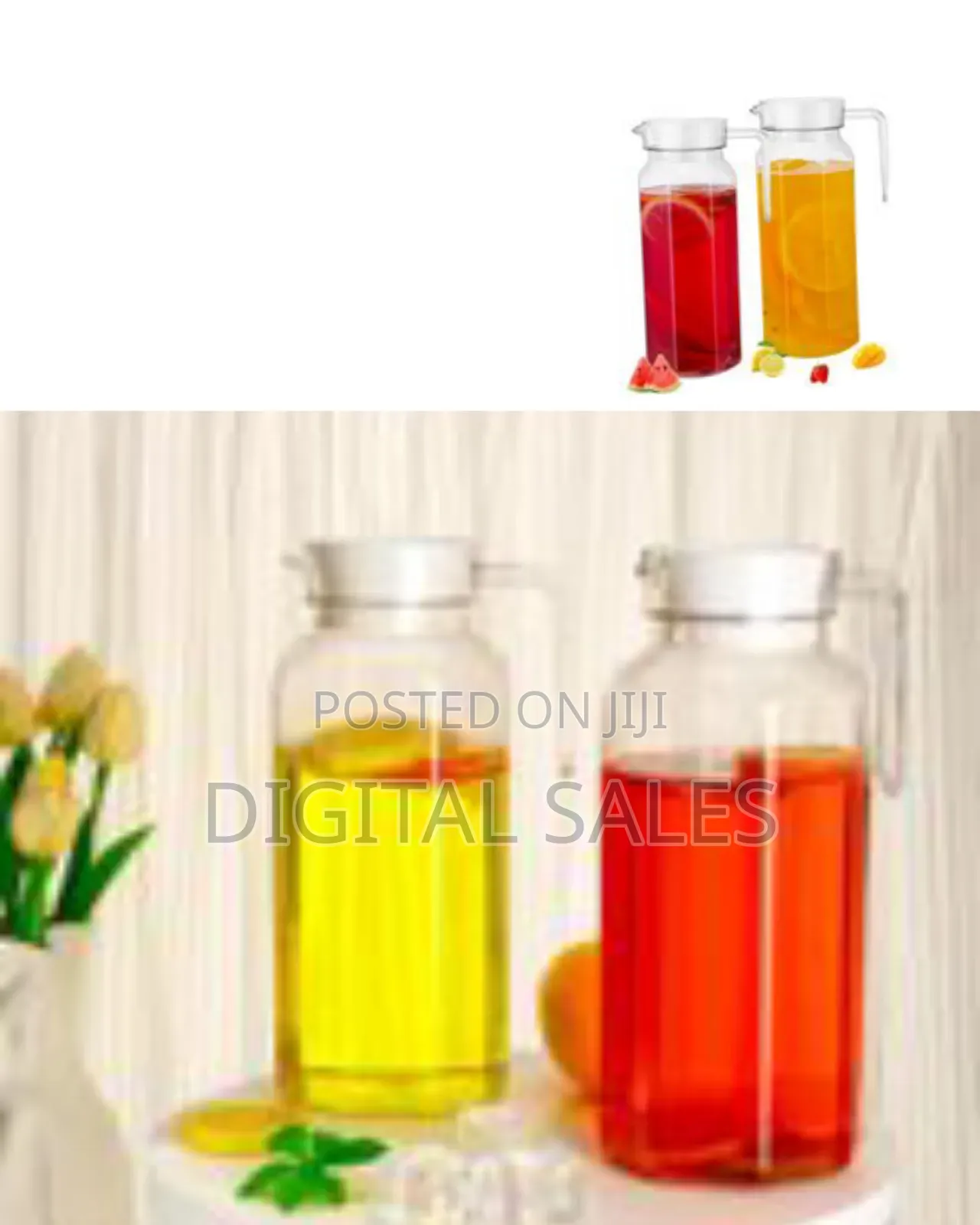 2 Pack Acrylic Pitcher With Lid, 1.1 1.5 Litre Clear Water