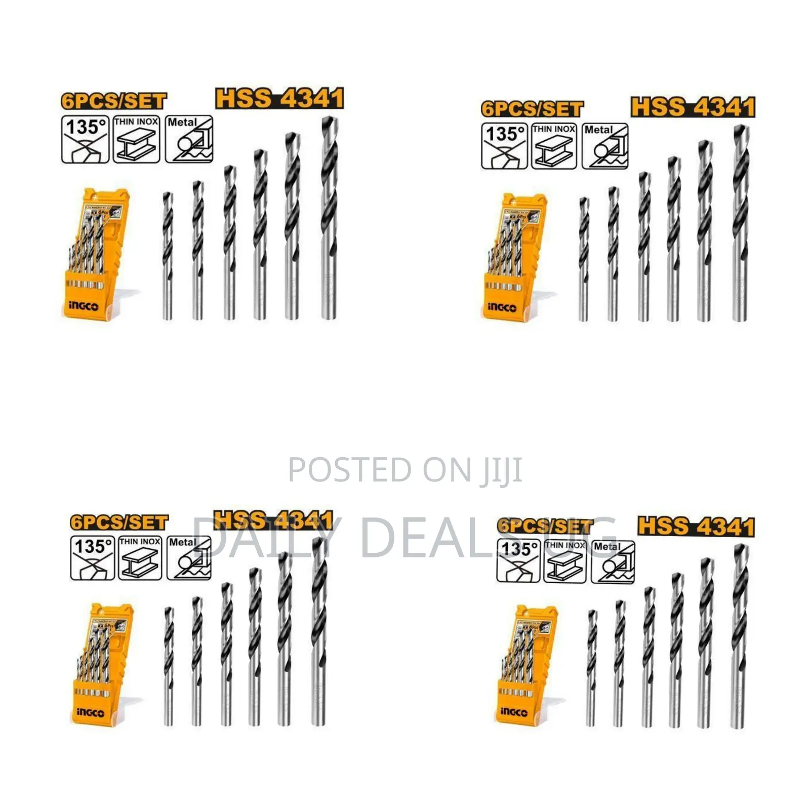 6pcs Metal Drill Bits Set - Black Silver