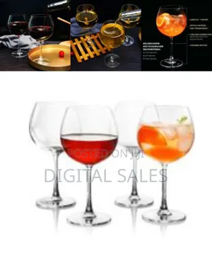 6 Pieces of Crystal Stem Balloon Cocktail and Burgundy Red