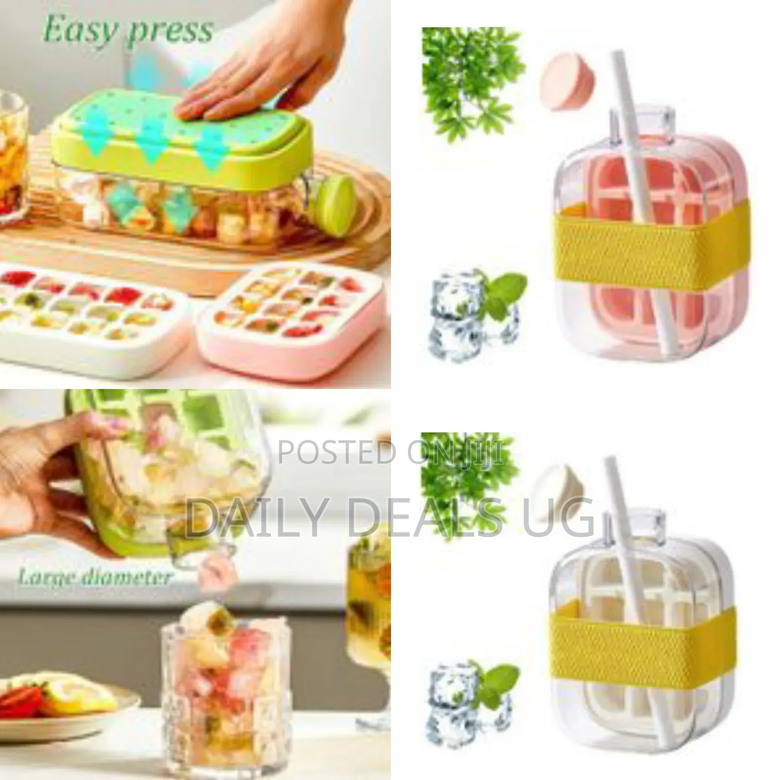 500ml Cup Ice Cube Bottle With Straw, Zero Touch Press