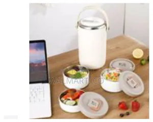 2.6l Stainless Steel Vacuum Insulated Food Jar With 3 Tier Lunch Box
