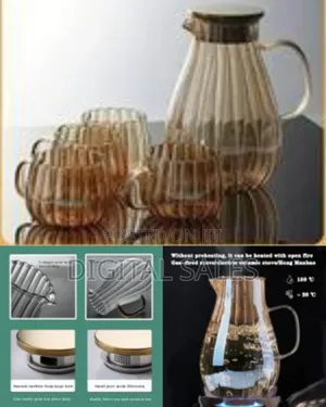 Set of 5 Piece 1 Borosilicate Juice Jug Beverage Water Carafe