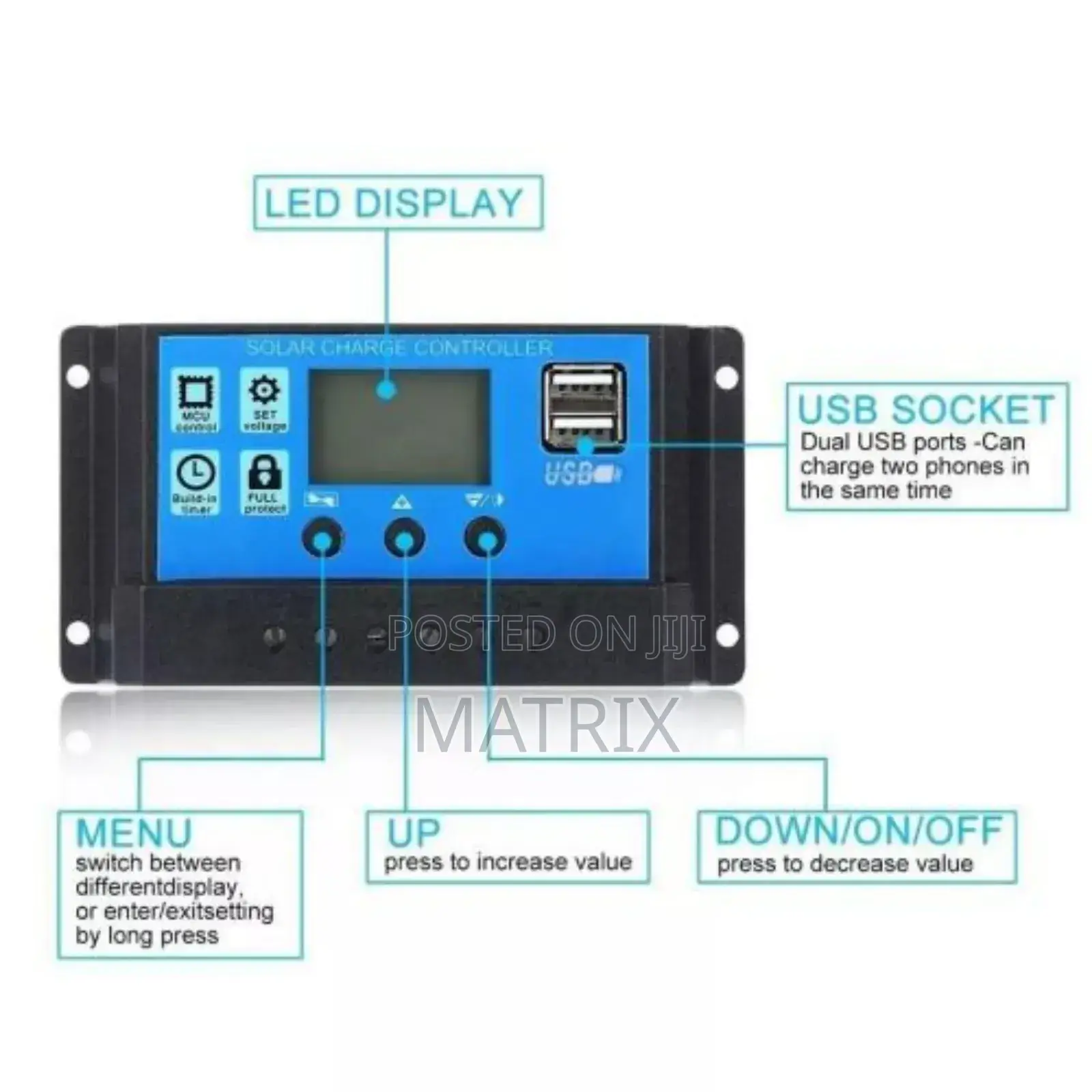 Solar Charge Controller 12/24v LCD Solar Panel Battery Regulator 10a