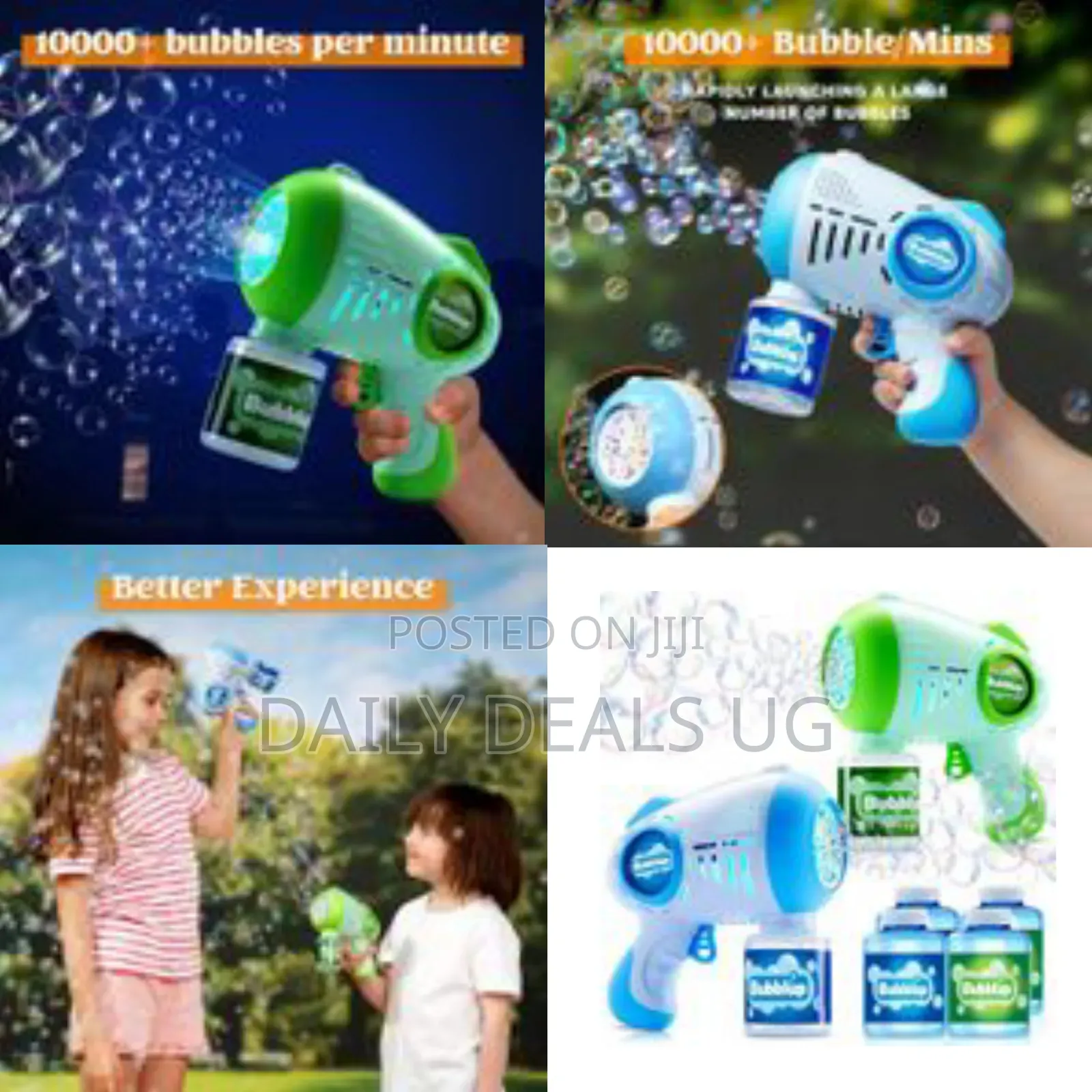 Kids Bubble Gun With 4 Bottles Solution, Automatic Bubble Machine Gun