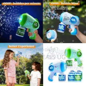 Kids Bubble Gun With 4 Bottles Solution, Automatic Bubble Machine Gun