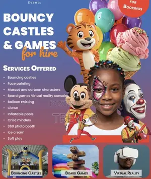 Bouncy Castles, Mascot and Cartoon Characters,Clowns, Face Painting