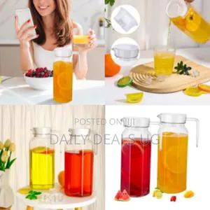 2 Pack Acrylic Pitcher With Lid, 1.1 1.5 Litre Clear Water Pitchers