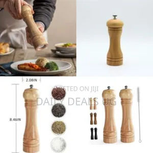 Wooden Salt Shaker Pepper Mill Spice Grinder Set Tall Adjustable