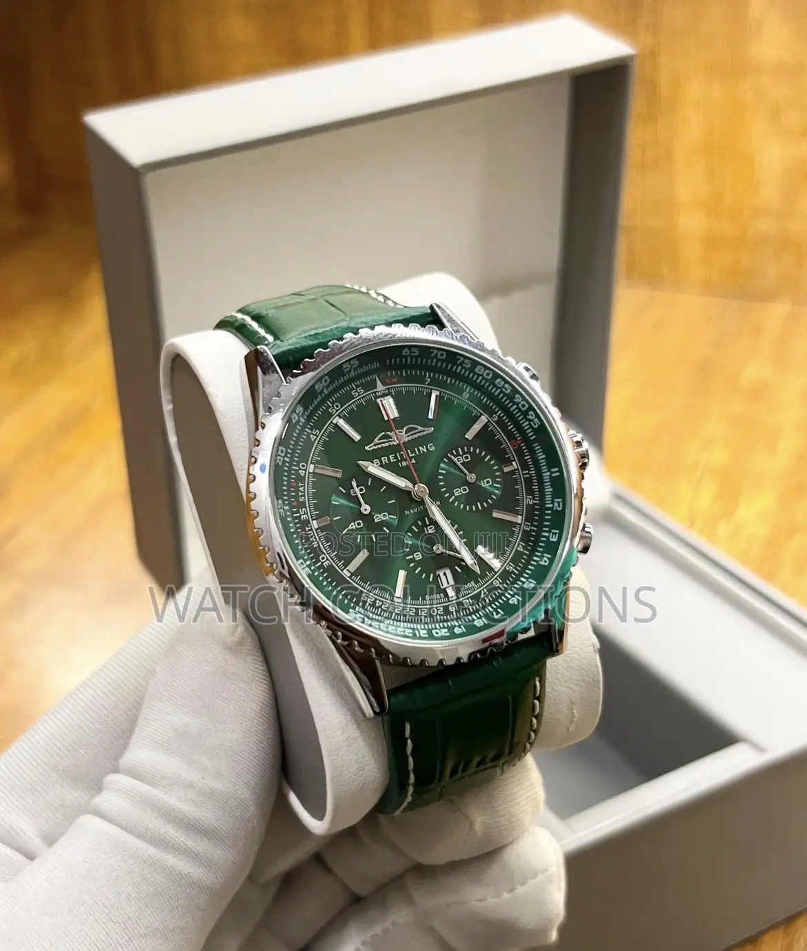Green Leather Strap Breitling Watch