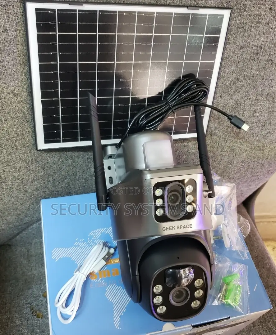 Solar Security Camera With Dual Lens 4g, Ultra Hd 8mp, Motion Sensor.