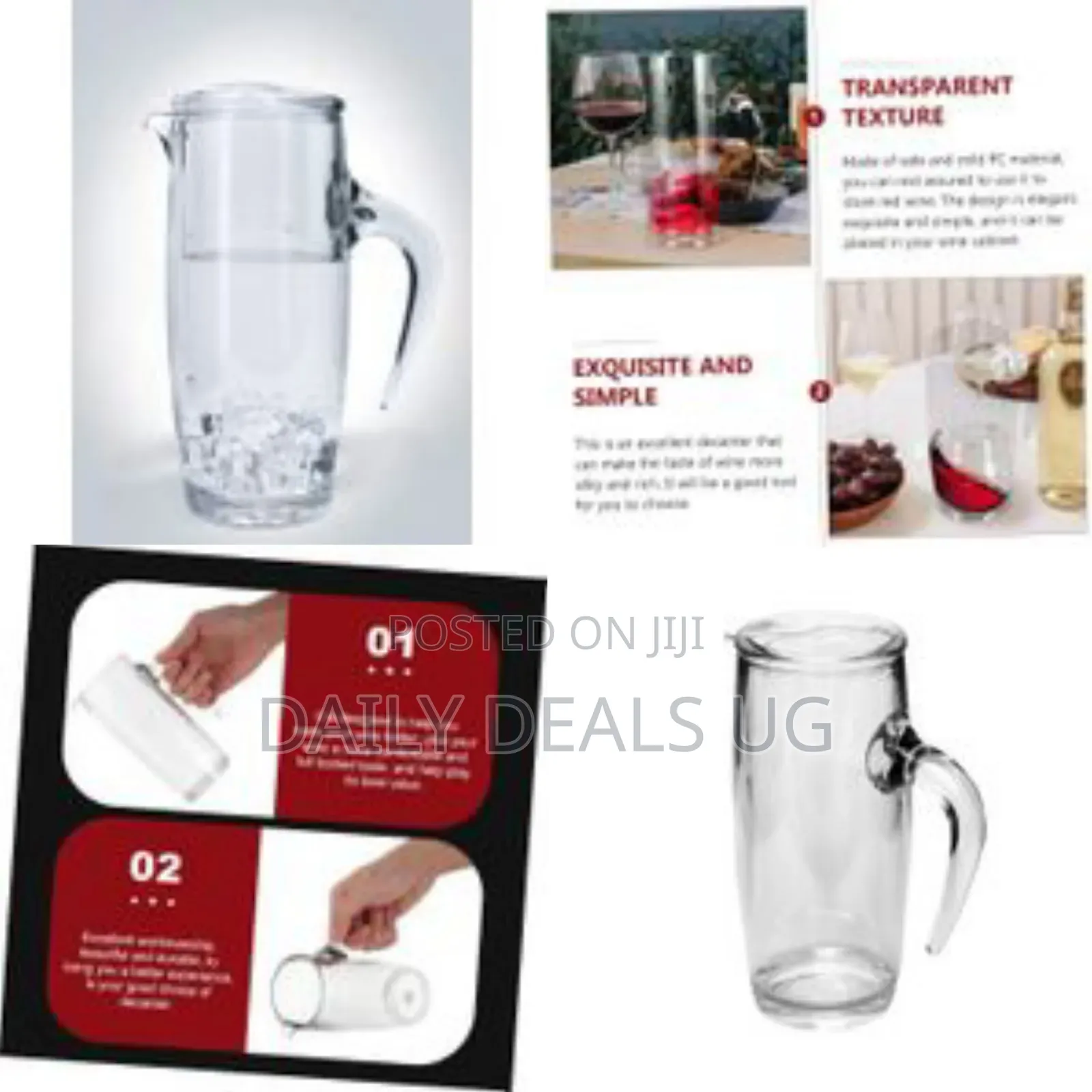 1.5l Transparent Water Jug Food Grade Unbreakable Plus Acrylic Juice
