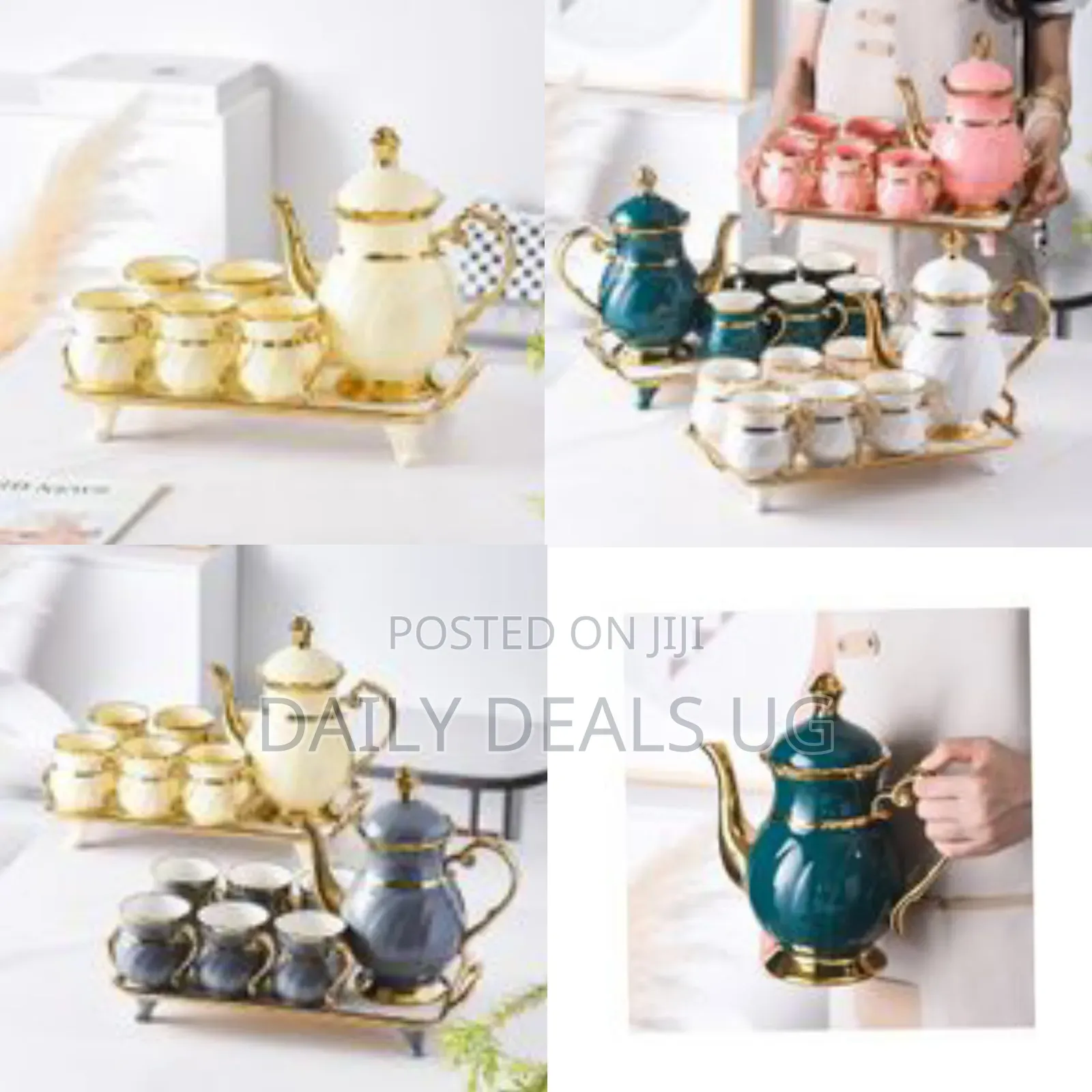 8 Piece Ofvnordic Gold-Plated Ceramic Tea Set Porcelain Ceramic Coffee