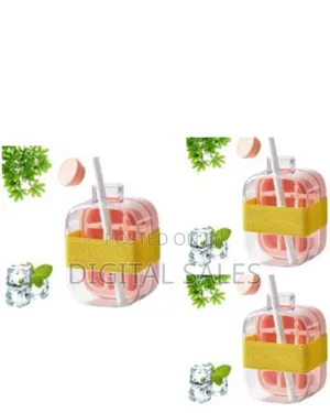 Ice Cube Bottle With Straw, Zero Touch Press Ice Cube