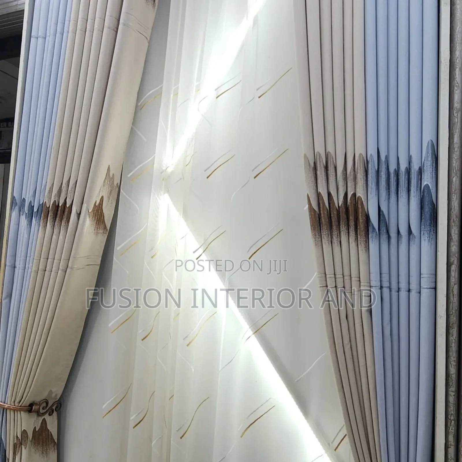 Light Blue and Cream Curtains