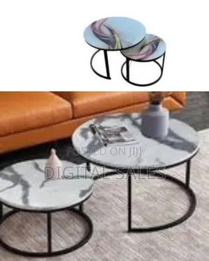 Nesting Coffee Table Set of 2, 23.6" Round Coffee Table Wood