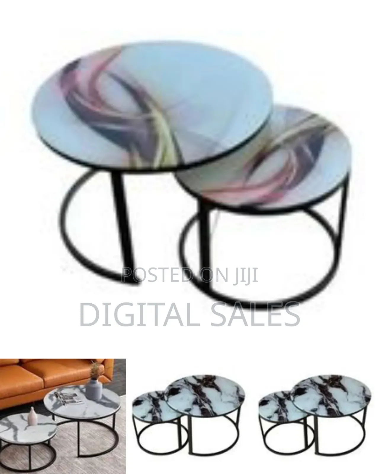 Nesting Coffee Table Set of 2, 23.6" Round Coffee Table Wood