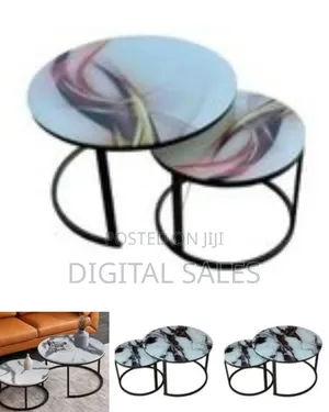 Nesting Coffee Table Set of 2, 23.6" Round Coffee Table Wood