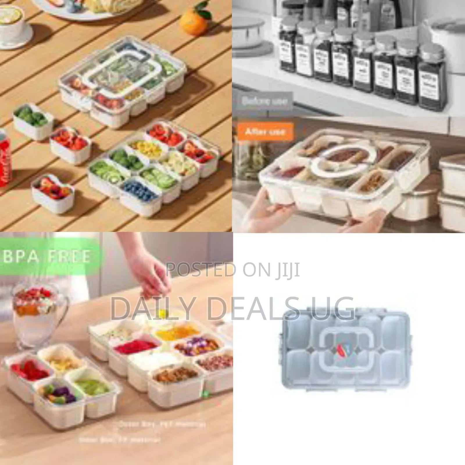 10 Compartment Divided Serving Tray With Lid and Handle Charcuterie