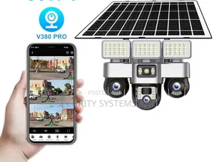 12mp Solar Camera With 3 Rotating Lenses and Flood Lights -5g Network