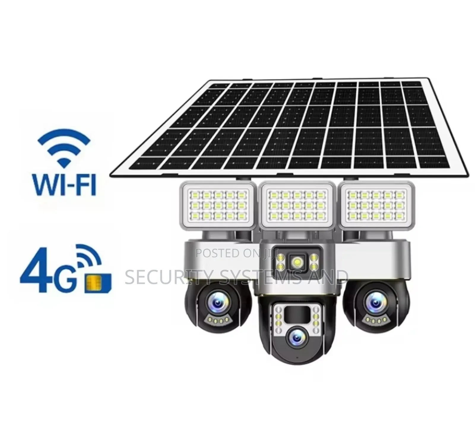 12mp Solar Camera With 3 Rotating Lenses and Flood Lights -5g Network