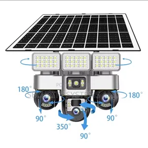 12mp Solar Camera With 3 Rotating Lenses and Flood Lights -5g Network