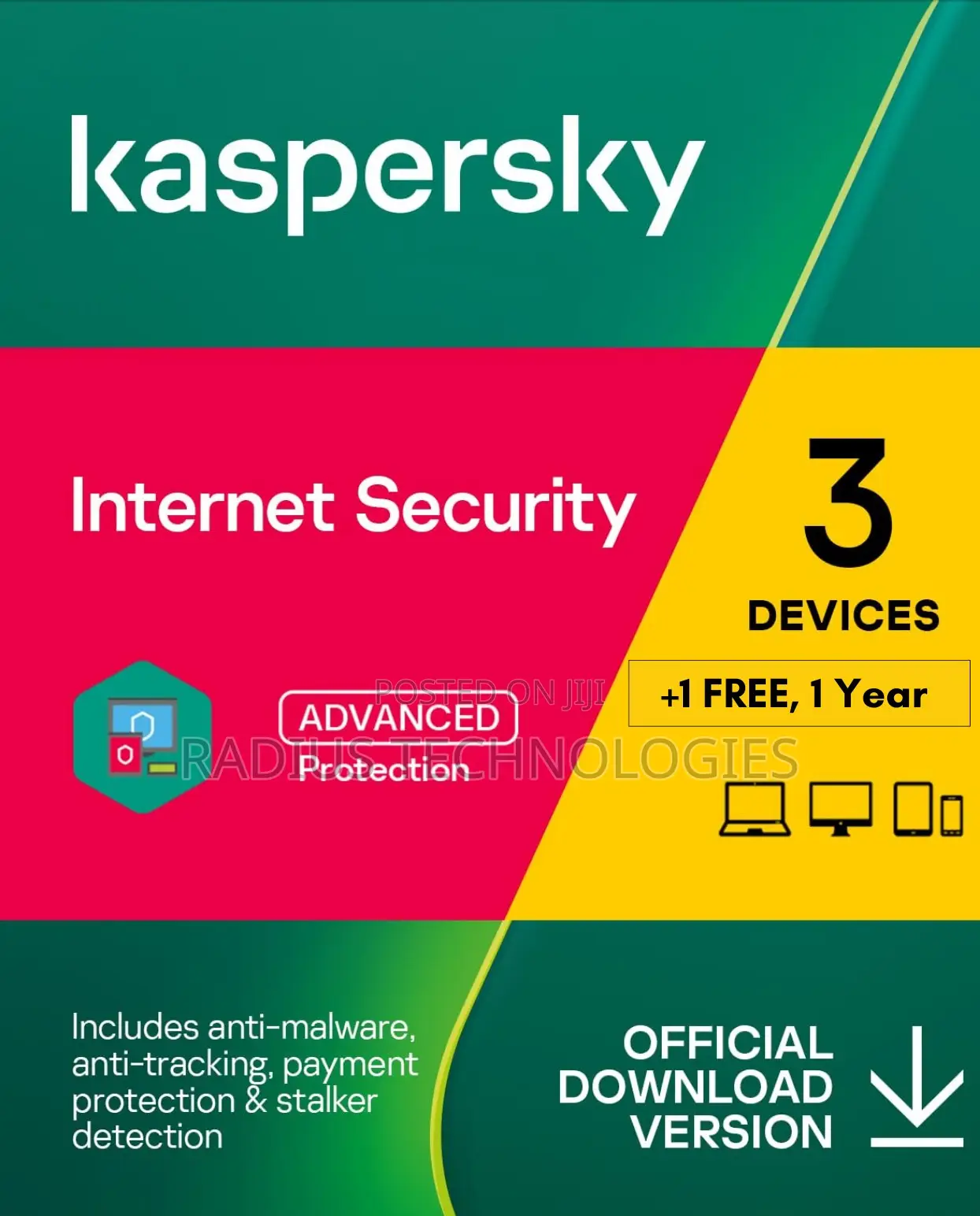 Kaspersky Internet Security – 3 Devices, 1 Year (+1 Free Device)