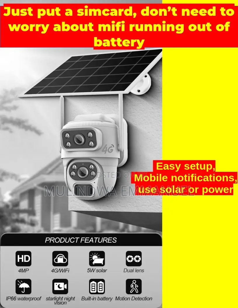 Security Video Surveillance Solar Camera, Very Strong Inbuilt Battery