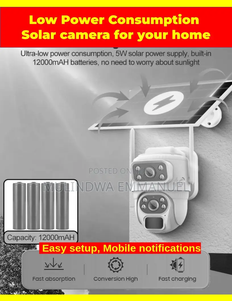 Security Video Surveillance Solar Camera, Very Strong Inbuilt Battery