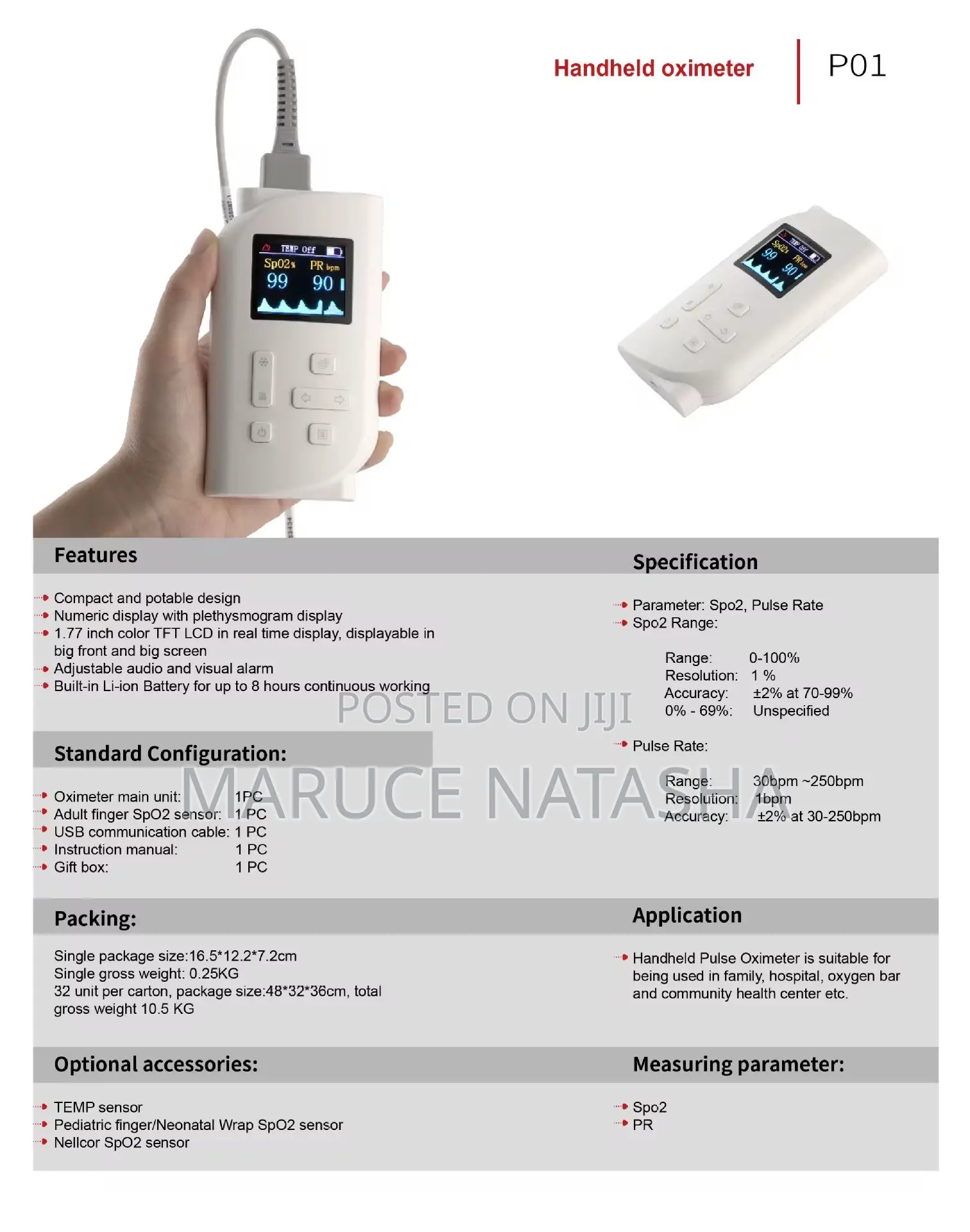 Rechargeable Handheld Spo2 Machine