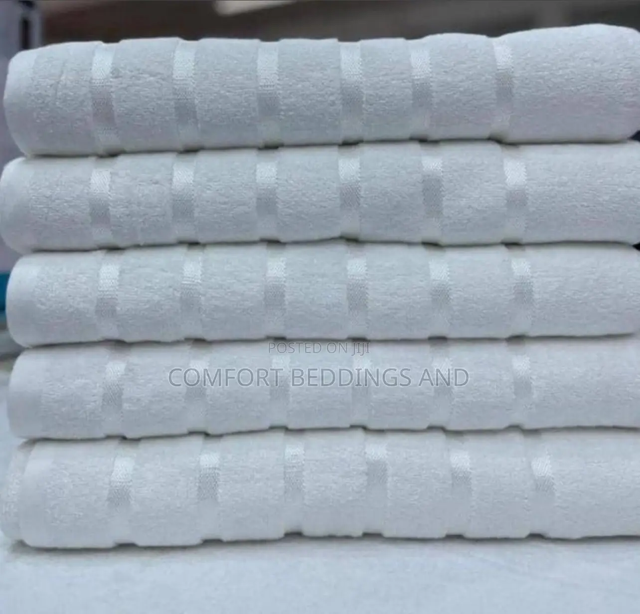 Stripped Cotton Towels White