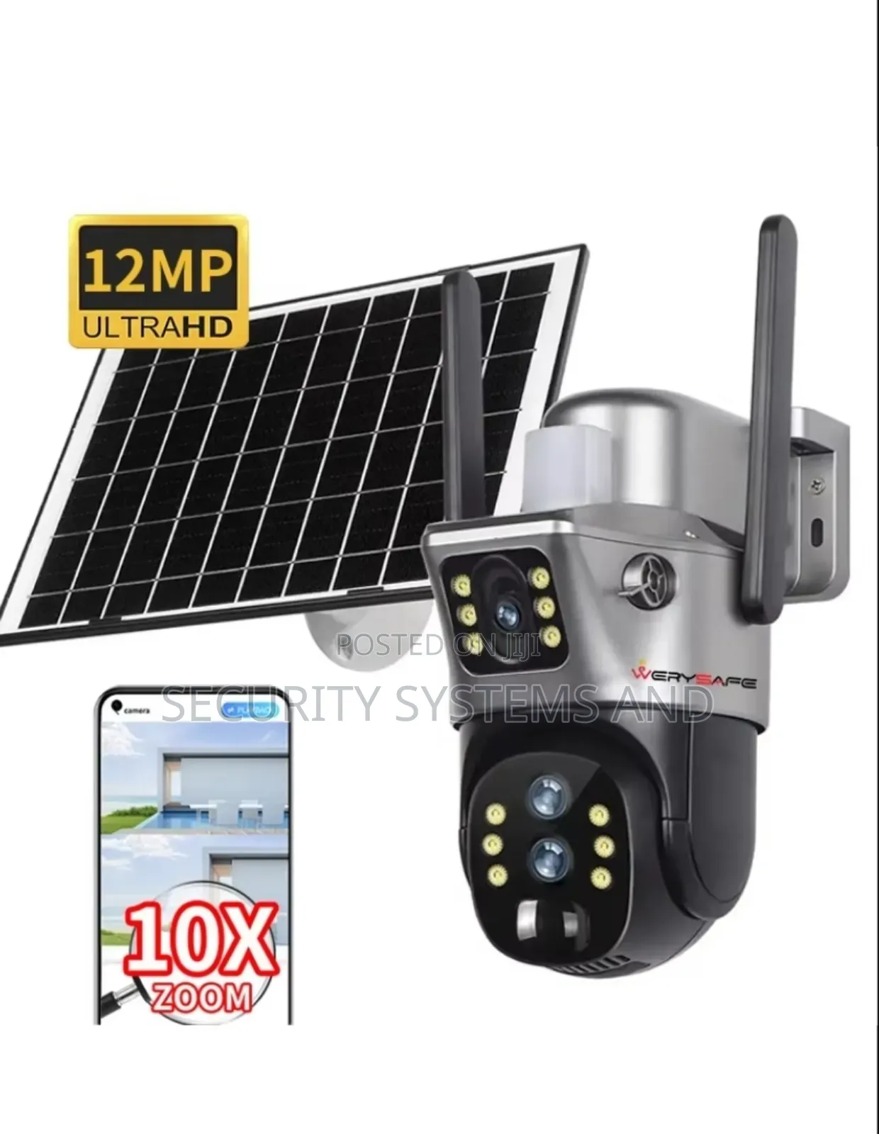 Wifi Solar Camera Dual Lens PTZ With Motion Sensor,Night Vision 10x