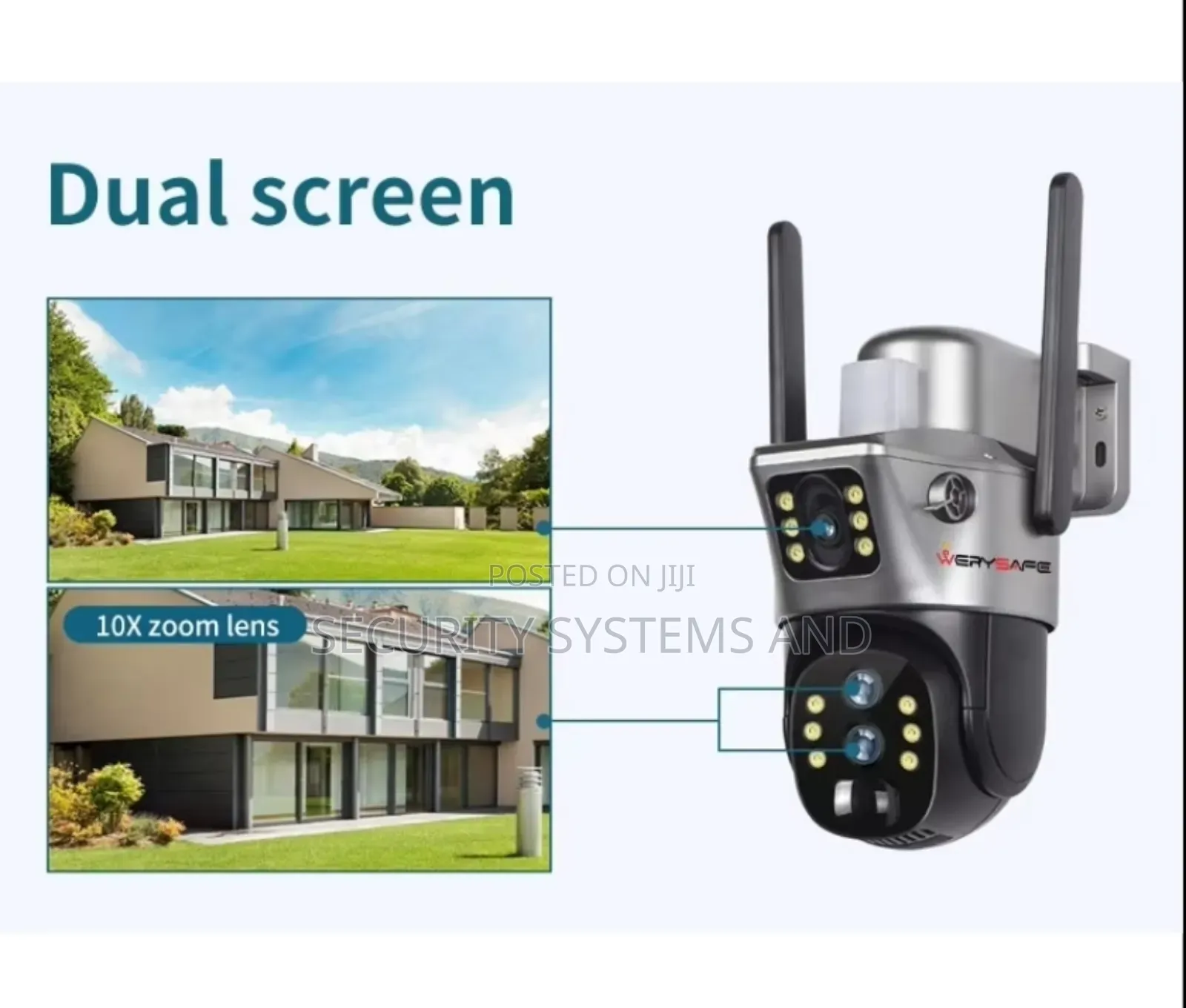 Wifi Solar Camera Dual Lens PTZ With Motion Sensor,Night Vision 10x