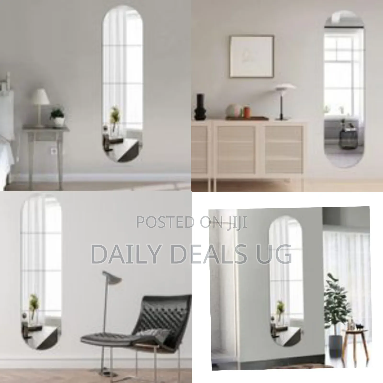 Oval Full Length Mirror Wall Stickers, Removable Square Acrylic Mirror